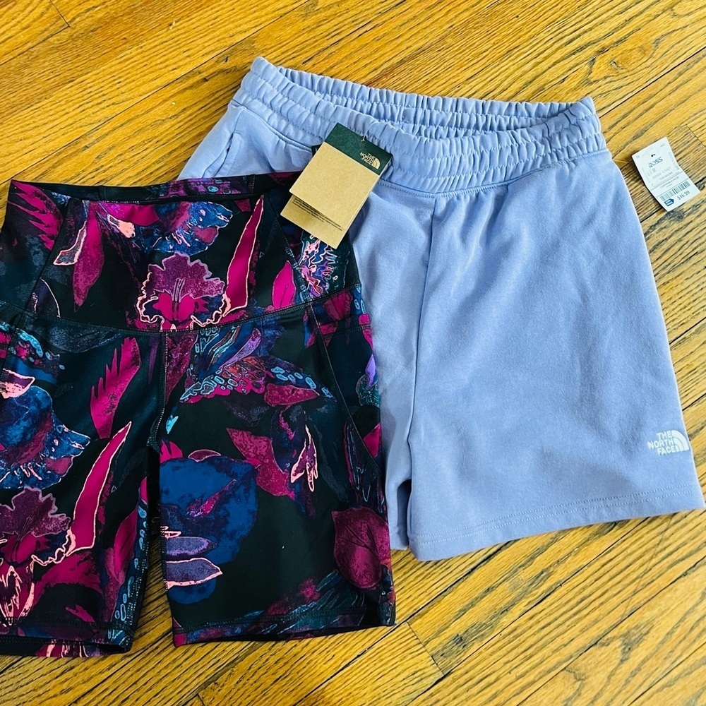 The North Face Lavender Evolution cotton Short floral biker short 2 bundle set